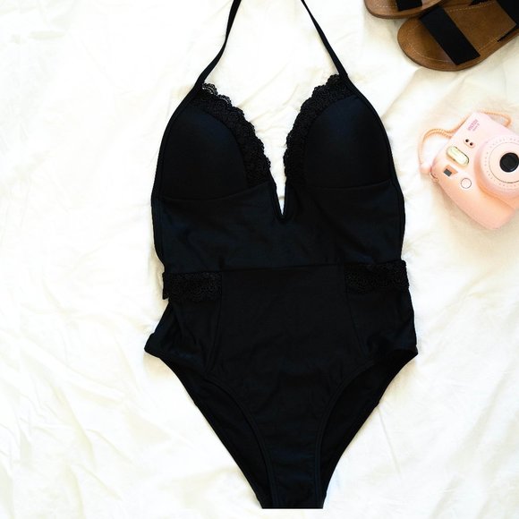South Beach Other - South Beach One Piece Swimsuit - Black Lace Trim